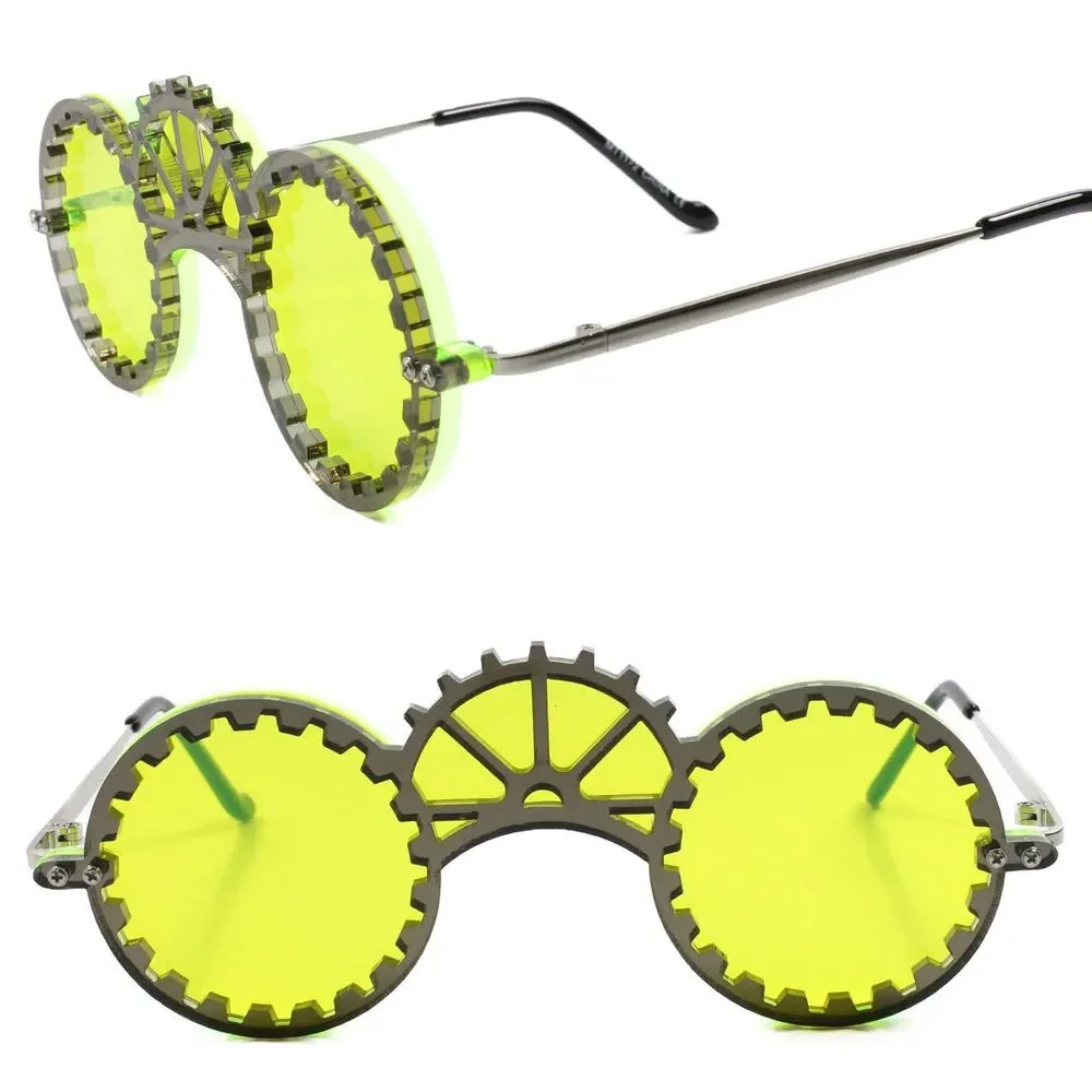 Futuristic Gothic Steampunk Unique Party Rave Costume Cosplay Green Sunglasses